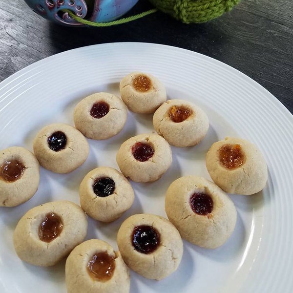 Thumbprint Cookies, Shortbread Cookies, Christmas Cookies, Holiday Cookies, Cookies, Shortbread, Gifts for Her, Gift under 20  (18 ea)