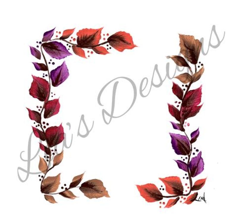 Printable Handpainted Autumn Fall Leaves Transparent Background Etsy