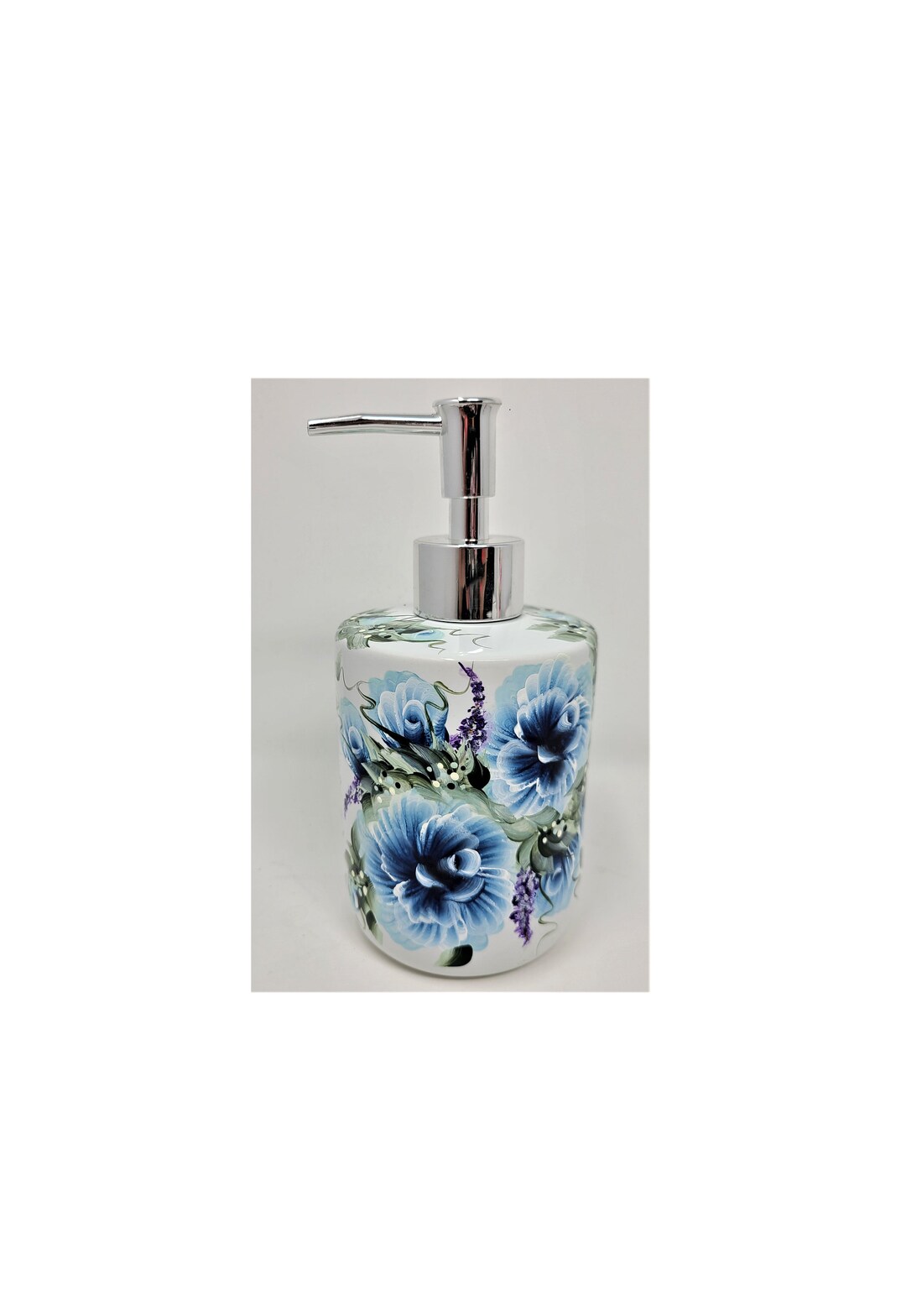 Soap or Hand Cream Dispenser Blue Roses and Buds With Lavender Etsy