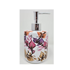 Soap Dispenser or Hand Cream Dispenser Autumn Fall Leaves Hand Painted