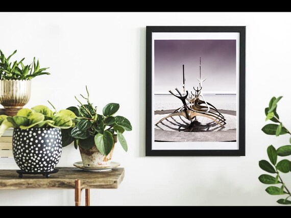 Sun Voyager Iceland Wall Art | Black and White Photography Print