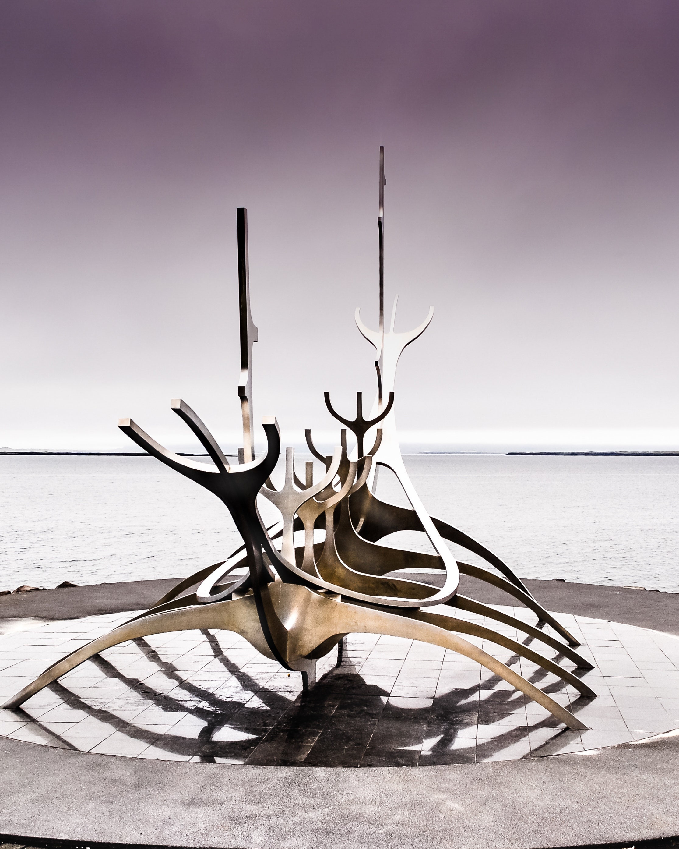 Sun Voyager Iceland Wall Art | Black and White Photography Print