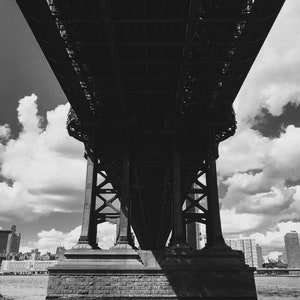 NYC Manhattan Bridge Large Wall Art Photography Print Black and White New York City Brooklyn Skyline Cityscape Home Decor 20x30 24x36