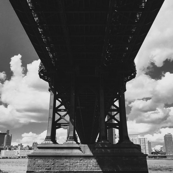 NYC Manhattan Bridge Large Wall Art Photography Print Black and White New York City Brooklyn Skyline Cityscape Home Decor 20x30 24x36