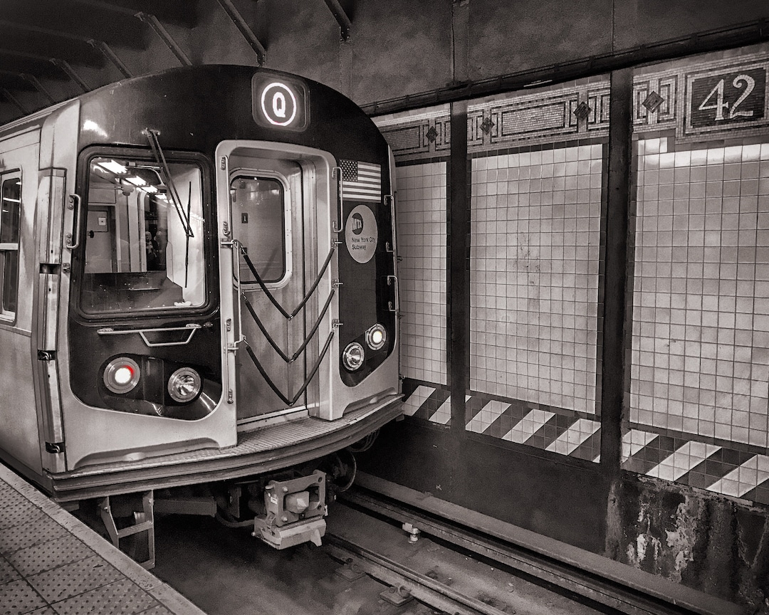 NYC Subway Q Train Wall Art | Black and White Photography Print | 42nd ...
