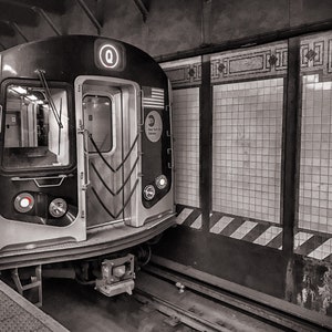 NYC Subway Q Train 42nd Street Large Wall Art Photography Print Black and White Times Square Station MTA Manhattan Home Office Decor 24x36