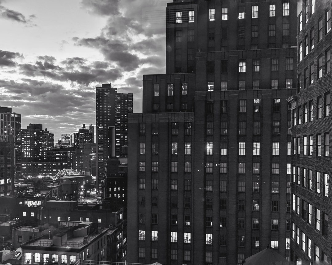 NYC Skyline Sunset Large Wall Art Photography Print Black and White New ...