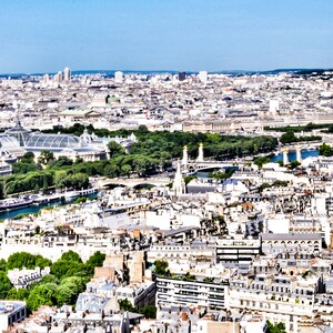 Paris Rooftop Cityscape Wall Art | Aerial Photography Print of Seine River & Historic Bridges | France Travel Decor