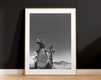Impressão artística fotográfica dos dinossauros do deserto da Califórnia Cabazon