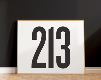 Los Angeles California 213 Area Code Art Print