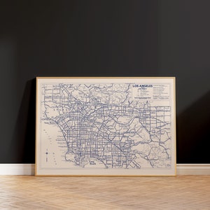 Mapa da cidade de Los Angeles, Califórnia, impressão artística