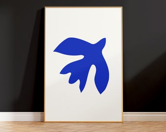 Oiseau inspiré de Matisse en bleu Impression artistique