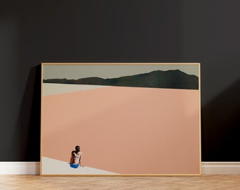 Los Angeles California Inspired Woman in Swimwear Mid-Century Modern Landscape Art Print by Sanghee Park