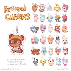 34 Animals Charms (1.5 inch Clear Acrylic)