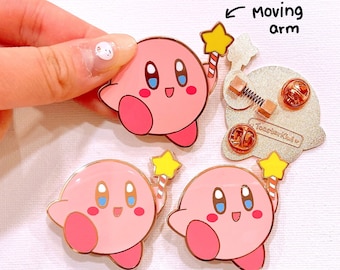 Movable Fidget Toy Kirby Pin 2" (waving arm)