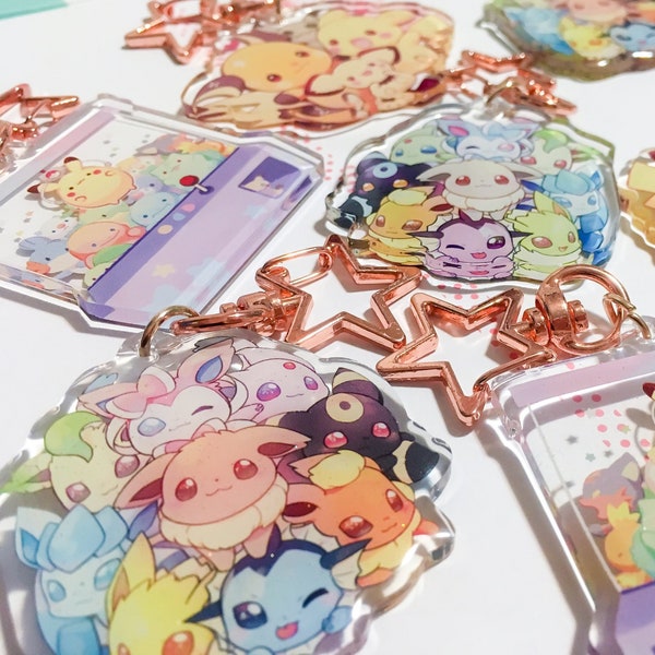 Charms de Eevee Evolution (acrílico transparente de 2 pulgadas)