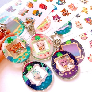 35 Animales Custom Tamagotchi Set [Llavero + Hoja de pegatinas]