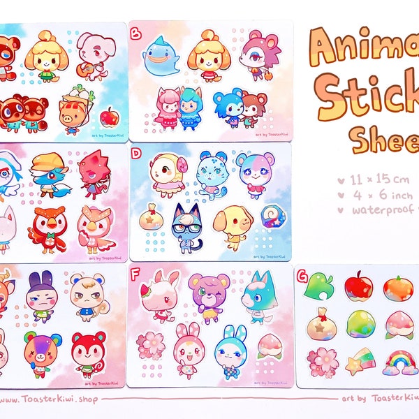 34 Animals Sticker Sheets (6 inch vinyl)