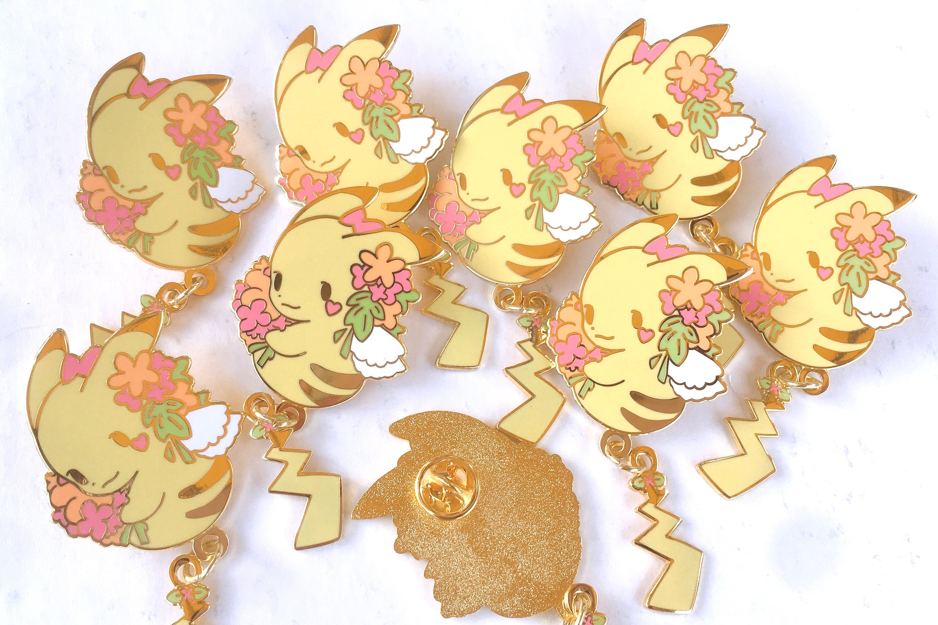Anime Pokemon Brooch Pins Pikachu Tail Cute Fun Metal Brooches Harajuku  Jewelry