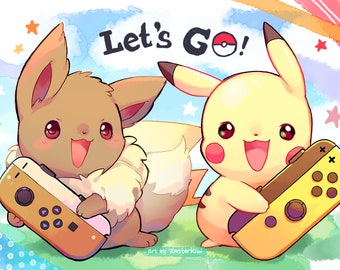 Let's Go! ピカチュウ&イーブイ ポスター A3 11x17 - Etsy 日本