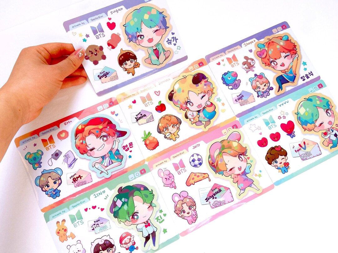 BTS Vinyl Sticker Sheets - Etsy UK