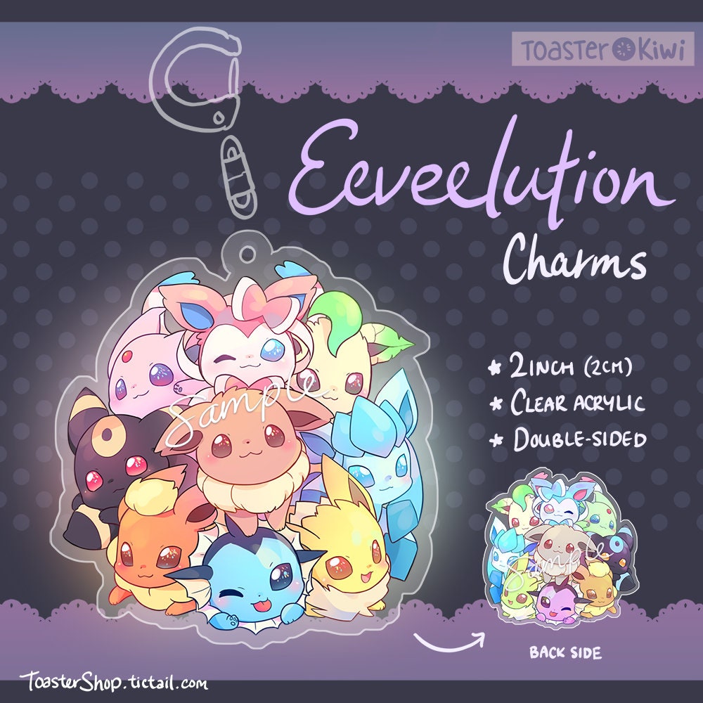 Pokemon Eeveelutions + Pallet Pals Charms (2 inch, Clear Acrylic + Glitter)