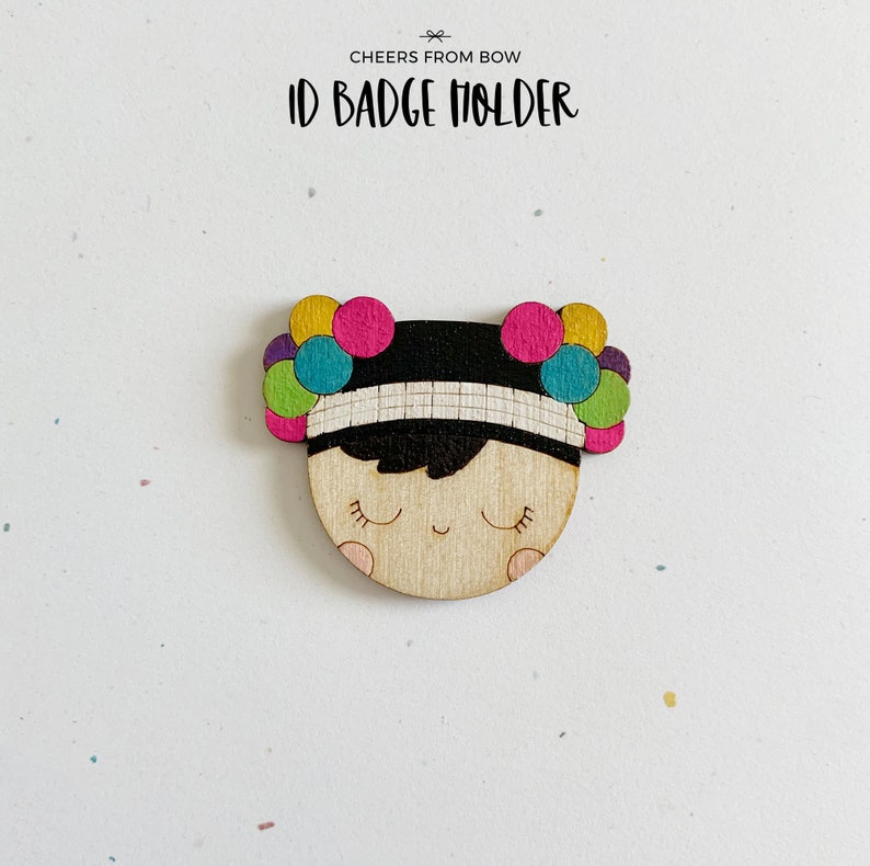 ID Badge HolderMagnet Pompom Gal