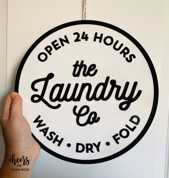 THE LAUNDRY CO Sign 11 Round Wooden Sign Etsy