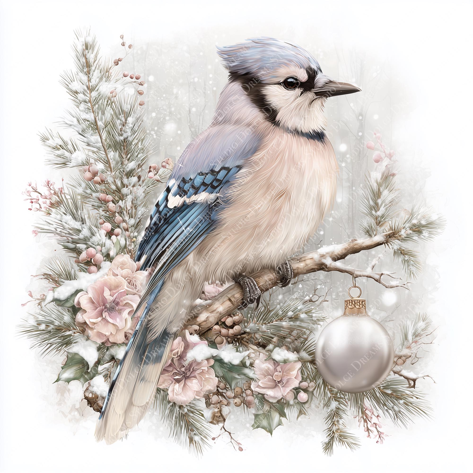 12 Christmas Birds Clipart Bundle, Winter Watercolor Bird Illustrations ...
