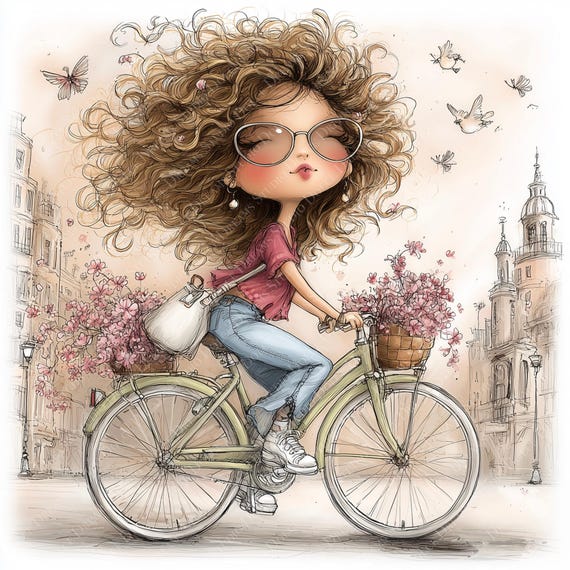 50 Whimsical Spring Girl PNG Bundle, Pastel Floral Illustrations, Cottagecore Aesthetic Clipart, Commercial Use, Paper craft, junk journal