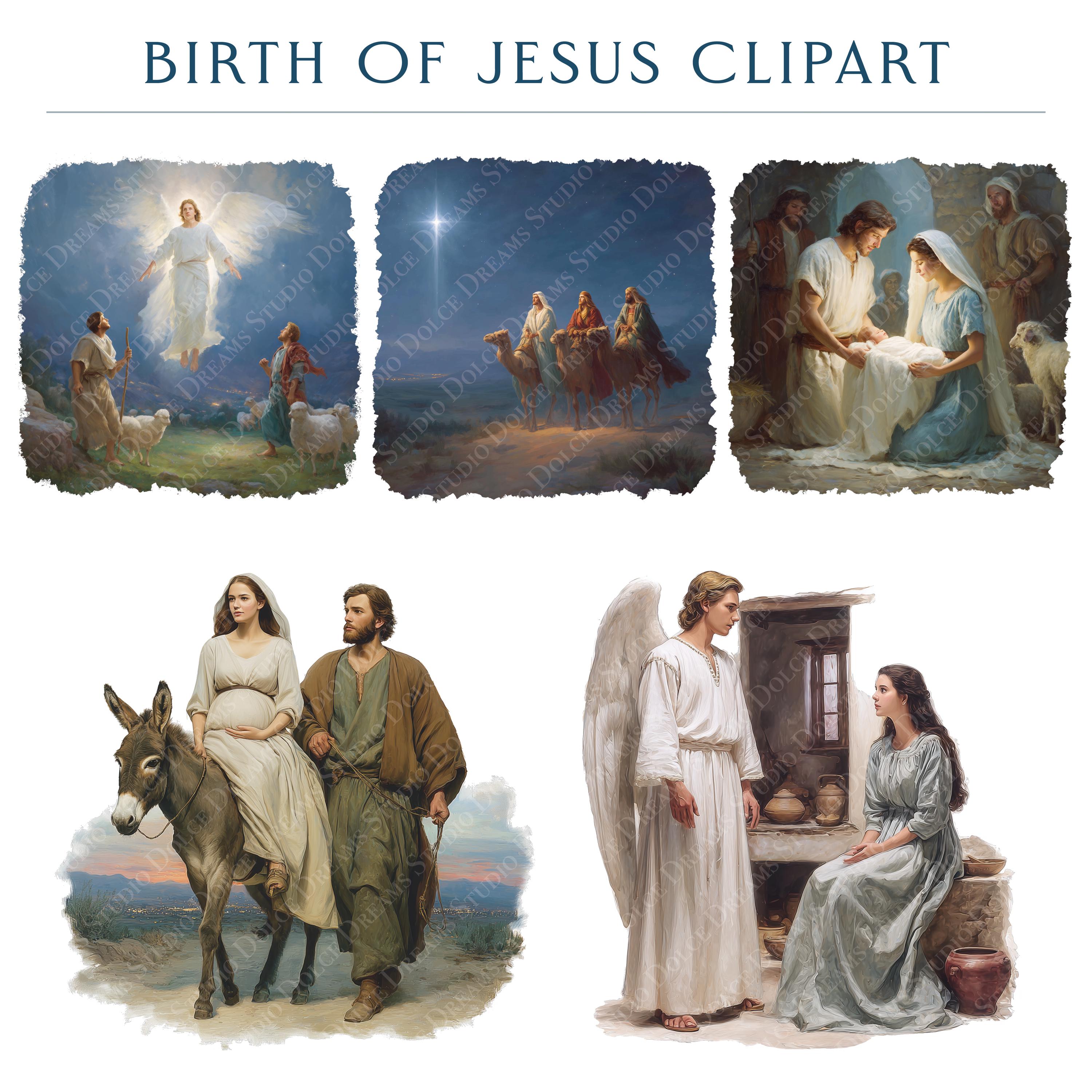 19 Nativity Clipart, Birth of Jesus Story, Printable Watercolor Clipart ...