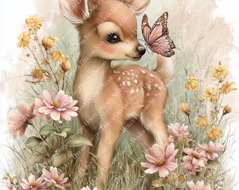22 Cute Spring Animals Clipart Bundle, Baby Animals PNG, Bunny Chick Lamb Fox, Pastel Nursery Clipart