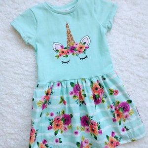 3T floral unicorn dress