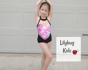 Pink heart dance leotard