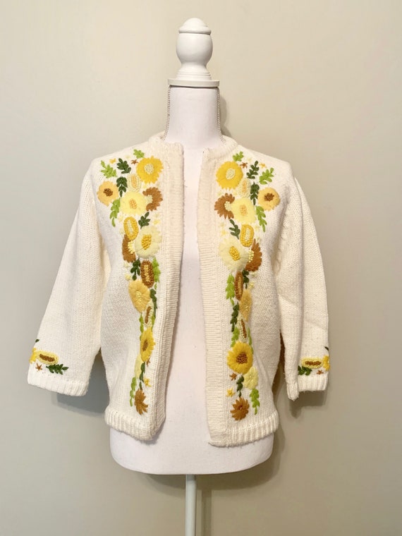 embroidered flower cardigan