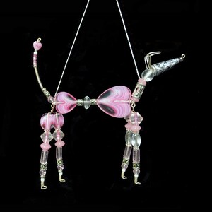 Greyhound Whippet Sighthound Pink Swirl Heart Hound Bead Ornament