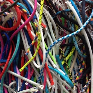 Lot of 550 Paracord Scrap, Scraps, 1/2 lbs., About 100 ft of Assorted Colors
