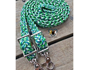 Mint Oreo Green And Caribbean Blue Adjustable Riding Reins