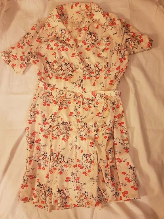 Italian Retro floral shirt dress