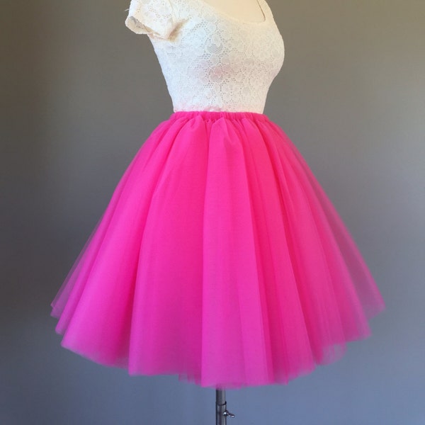 HOT PINK Tulle Skirt, Adult Tutu, Any Size, Any Length, Any Color