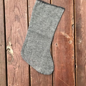 Grey linen Christmas stocking, READY TO SHIP grey textured linen Bild 1