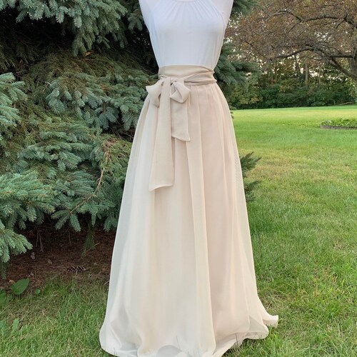 CASHMERE color Chiffon Maxi Skirt Bridesmaid Skirt Any - Etsy