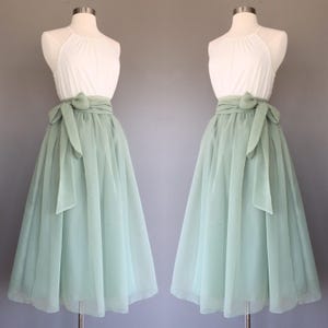 SAGE GREEN Chiffon Skirt, Any Size, Any Length, Any Color, SASH is additional charge