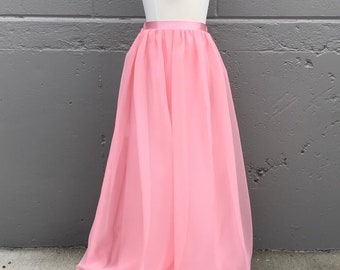 ROSE Chiffon Flower Girl Maxi Skirt, Any Size , Any Length, Any Color. Sash Is Additional Charge.