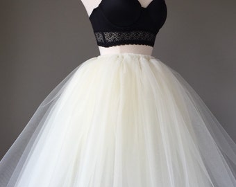 LIGHT IVORY Tulle Skirt, Adult Tutu, Any Size, Any Length, Any Color