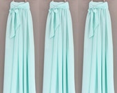 MINT Georgette Maxi Skirt, Bridesmaid Skirt, Any Size , Any Length, Any Color. Sash Is Additional Charge.