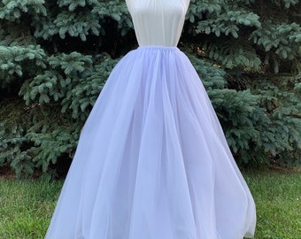 TWO TONED (light pink & sky blue) Tulle Maxi Skirt, Adult Tutu, Any Size, Any Length, Any Color
