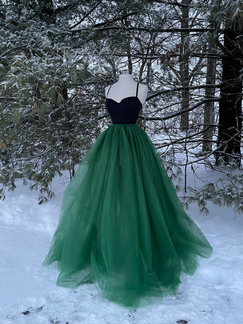 EMERALD Tulle Maxi Skirt, Any Size, Any Length, Any Color image 5