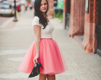 CORAL Tulle skirt, Adult Tutu, Any Size, Any Length, Any Color