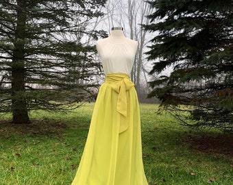 CITRON Chiffon Maxi Skirt, Bridesmaid Skirt, Any Size , Any Length, Any Color. Sash Is Additional Charge.